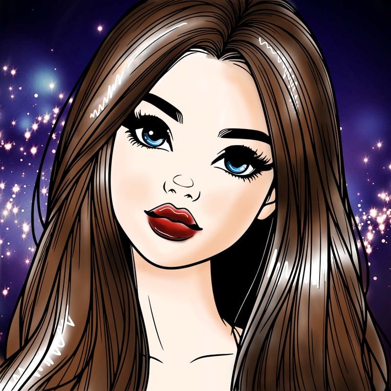 realistic teen girl with long hair and lips