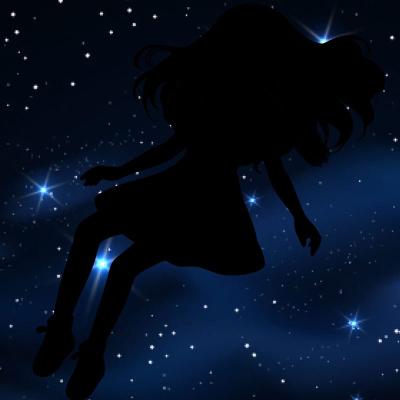 realistic girl floating