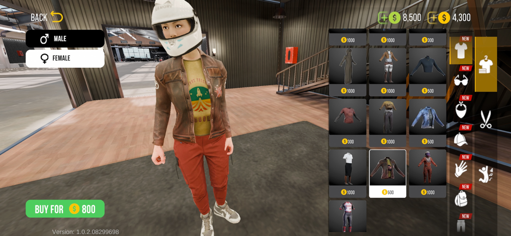 Car Parking Multiplayer 2 - Menu de personalização de personagem no Car Parking Multiplayer 2 mostrando uma avatar feminina e várias opções de roupas