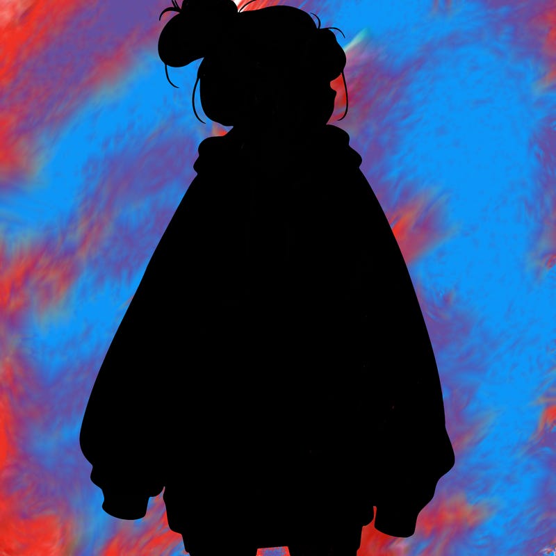 realistic girl with a oversized sweatshirt on and a bun