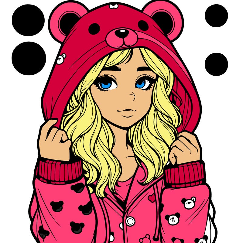 realistic girl in a animal pjs hoodie