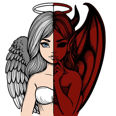 realistic angel half demon