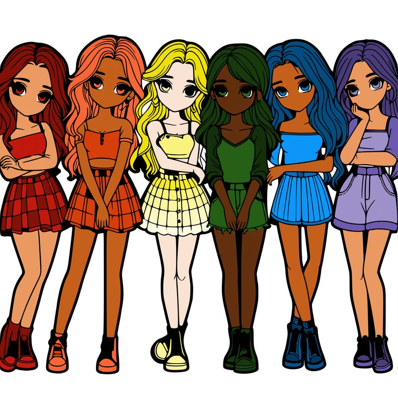 a group of girls realistic