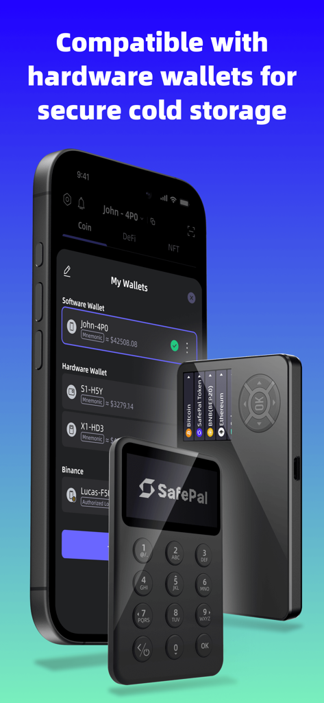 SafePal App-Oberfläche und Hardware-Wallets zur sicheren Cold Storage von Krypto-Assets