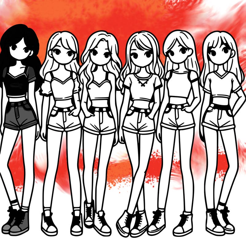 a group of girls wearing crop tops and shorts