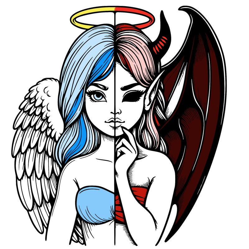 realistic angel half demon