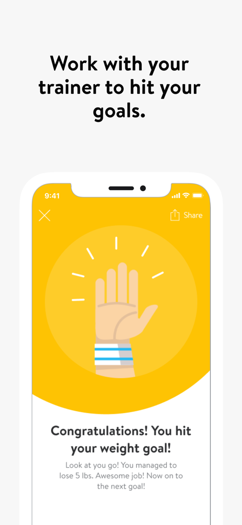 Move Lifestyle - Move Lifestyle app displaying a congratulatory message for hitting a weight goal