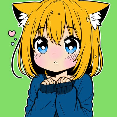 shy anime catgirl
