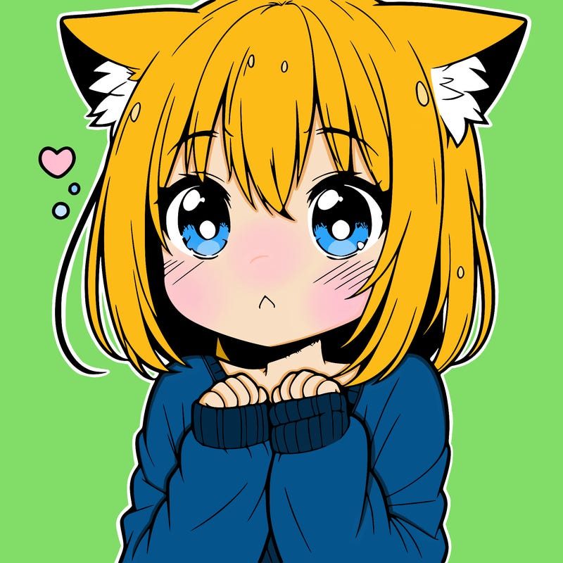 shy anime catgirl