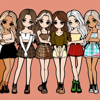 a group of girls realistic