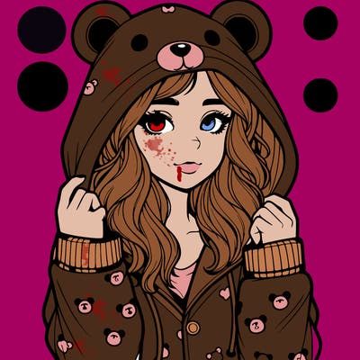 realistic girl in a animal pjs hoodie