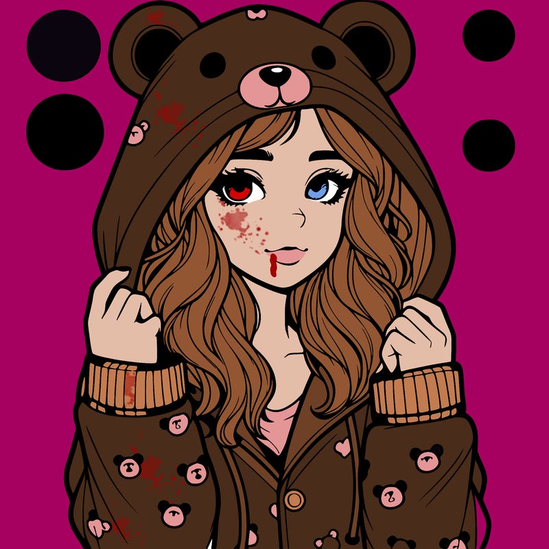 realistic girl in a animal pjs hoodie