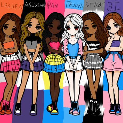 a group of girls realistic