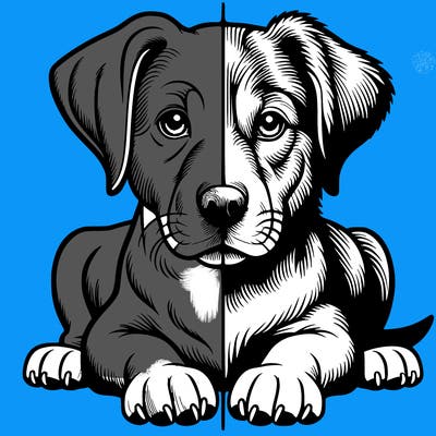 realistic dog split picture