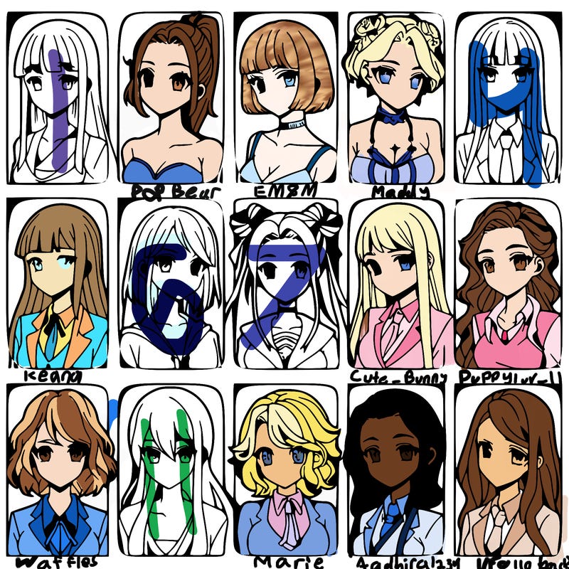 girls that look diffrent anime