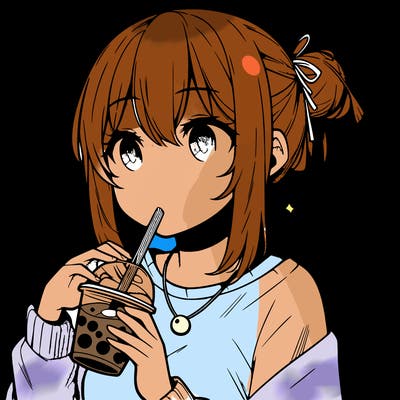 manga character drinking boba