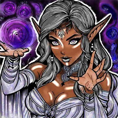 realistic scary beautiful elf sorceress casting spell