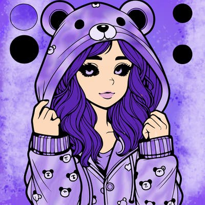 realistic girl in a animal pjs hoodie