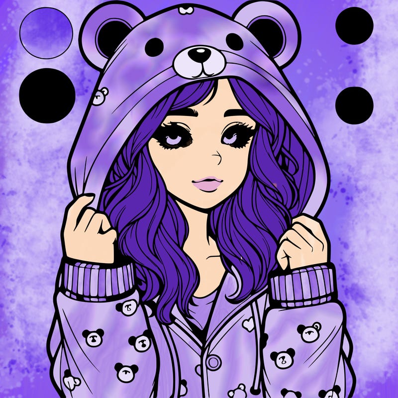 realistic girl in a animal pjs hoodie
