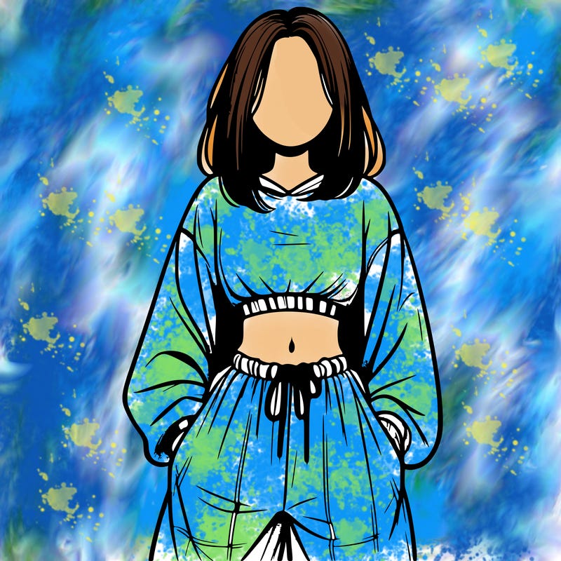 realistic girl faceless with baggy pants and a crop top