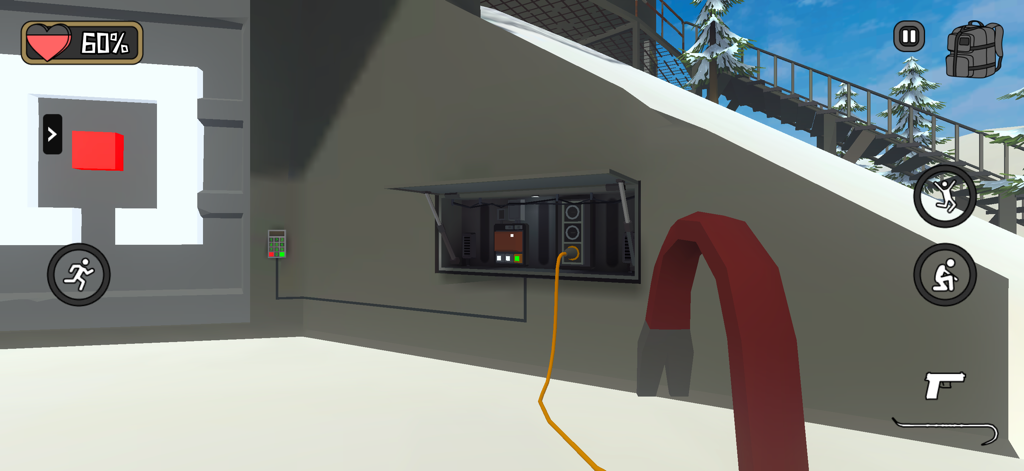 Bunker 24: Survival Story Game - First-person view of a player solving an electrical puzzle with a crowbar in the Bunker 24 survival story game
