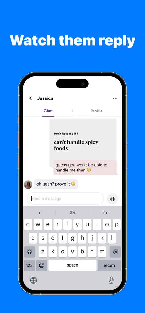 Cupidly. - A dating app chat interface showing a user getting a reply using Cupidly AI suggestions