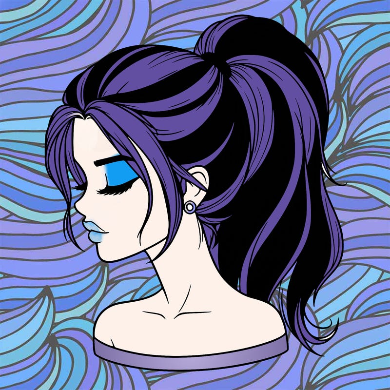 realistic girl with a high ponytail