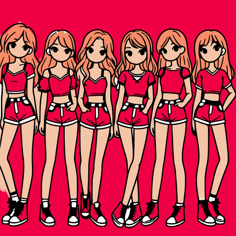 a group of girls wearing crop tops and shorts