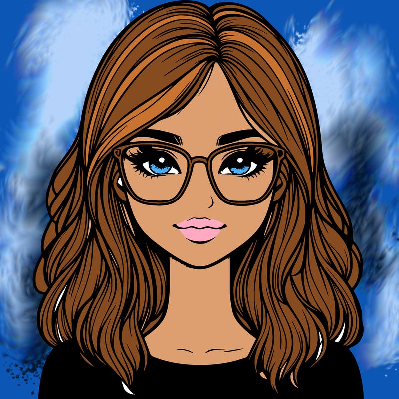 realistic girl with glasses