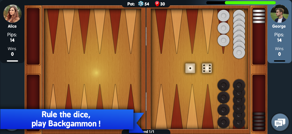 Backgammon Arena - Dice Tavla - Online backgammon match between two players on a wooden board with dice and checkers
