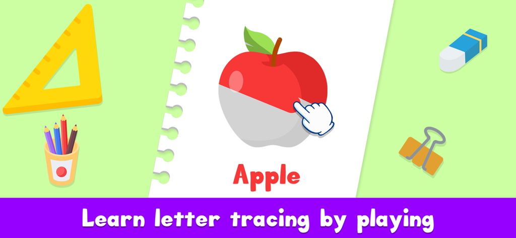 ABC Tracing & Phonics for Kids - Interactive apple coloring activity for kids in the ABC Tracing app