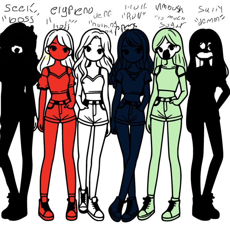 a group of girls wearing crop tops and shorts