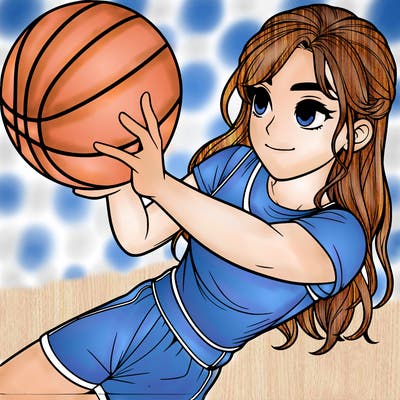 realistic girl playing basketball