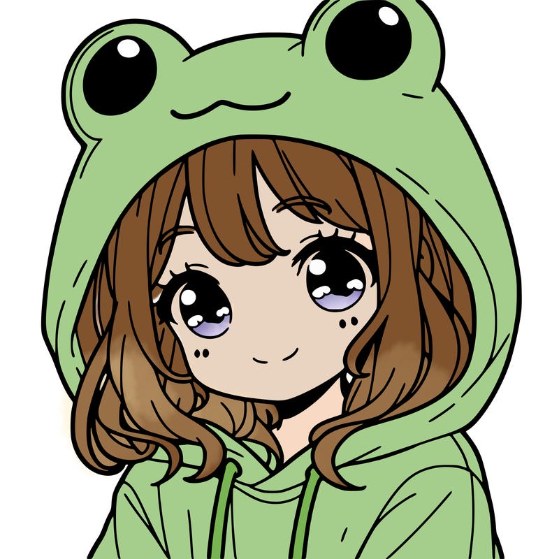 a girl with frog hoodie