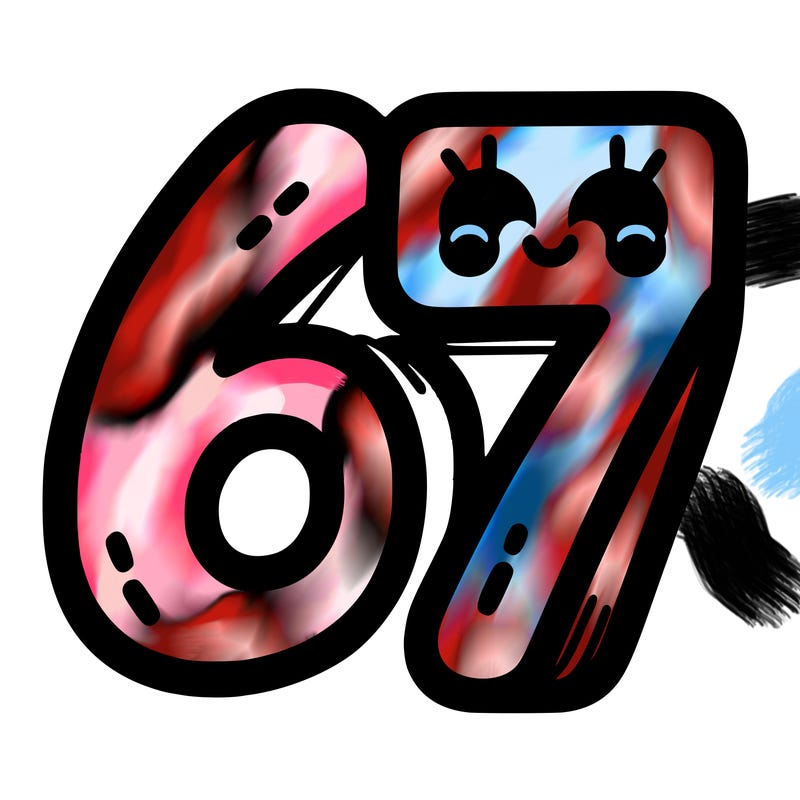 the numbers 67