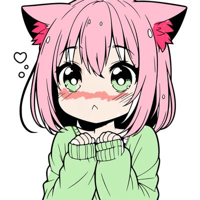 shy anime catgirl