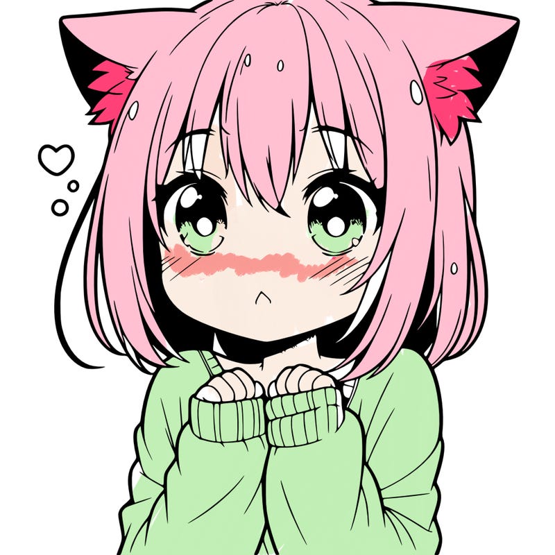 shy anime catgirl