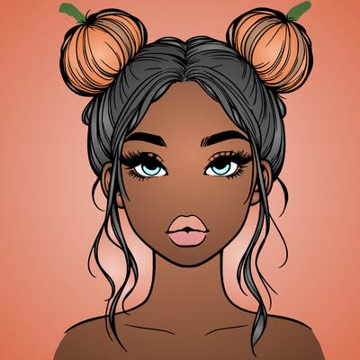 a realistic girl with two buns and lips