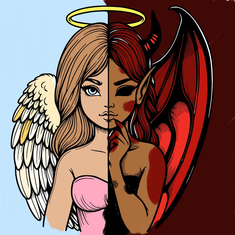 realistic angel half demon