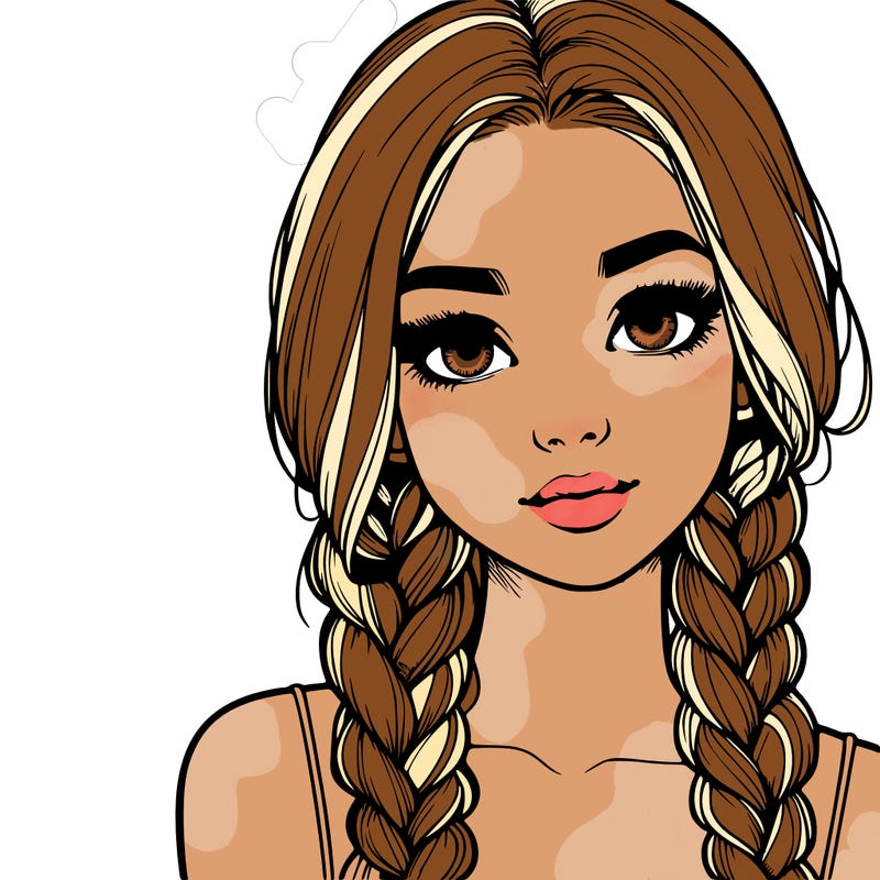 realistic girl with braids