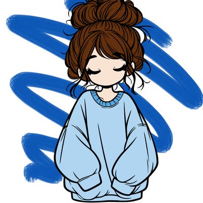 girl with baggy sweatshirt and messy bun