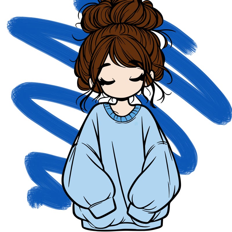 girl with baggy sweatshirt and messy bun