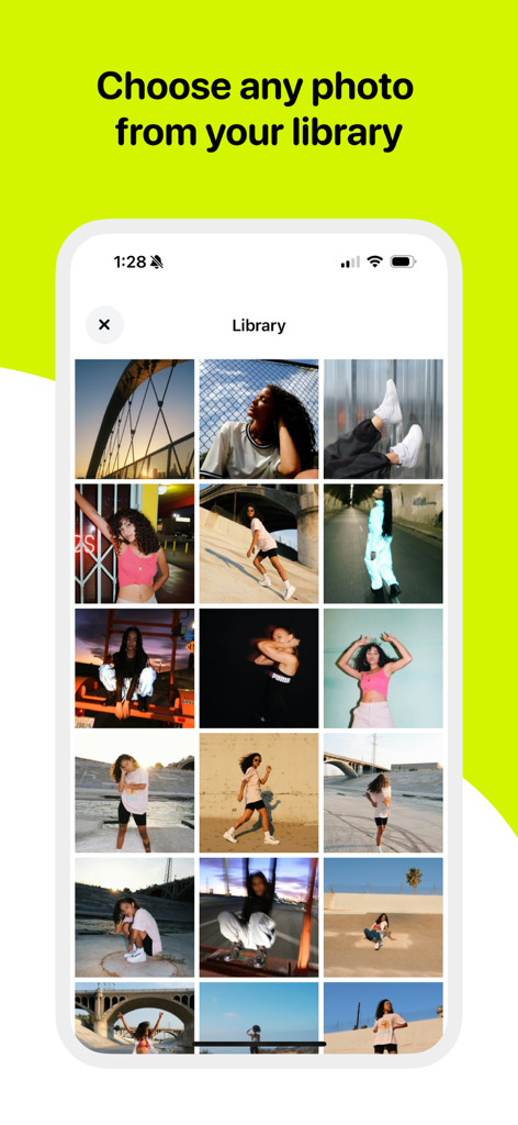 SendPic - Editor for Snapchat - Selecting a photo from the mobile device library within the SendPic app interface.