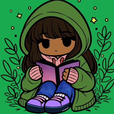 girl in oversized hoodie reading a book