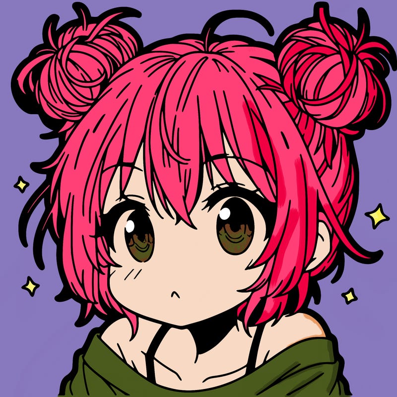 a manga girl with messy small buns