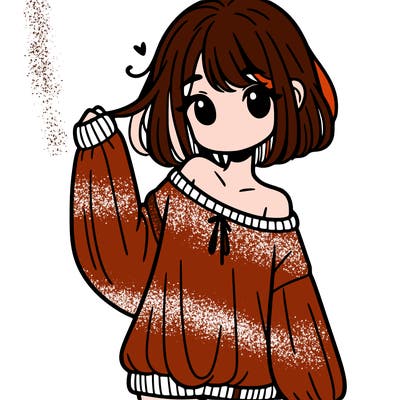 girl in baggy sweater hanging off her shoulder