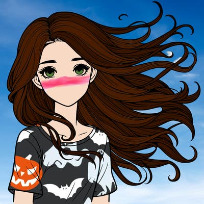 realistic girl wind in her hair