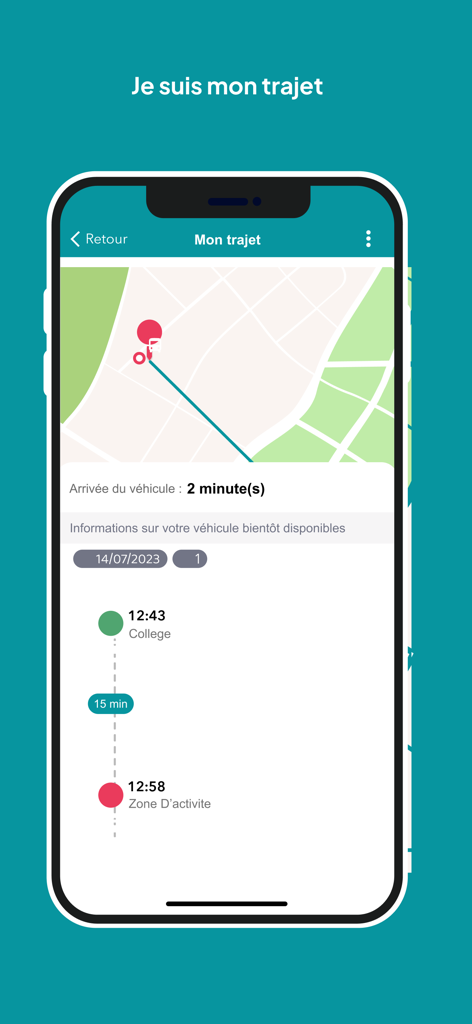Seguimiento de viaje en tiempo real y mapa de ruta en la aplicación móvil TAD du Pays de Gex