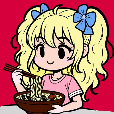 a girl eating ramen