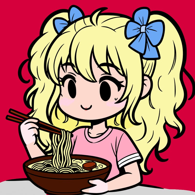 a girl eating ramen